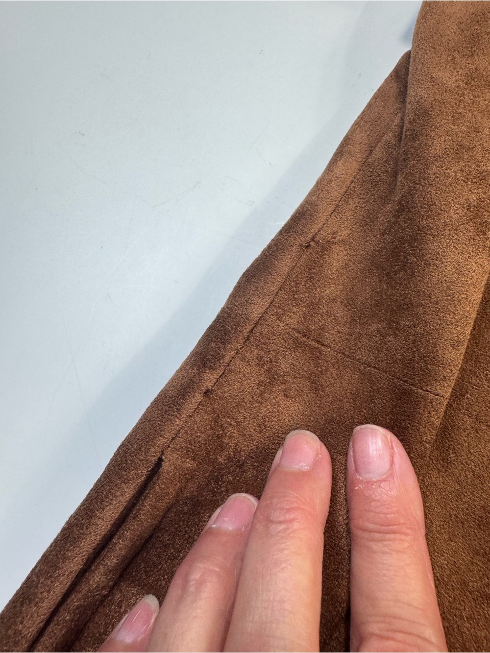 Blank NYC Faux Suede Duster Coat Size S Brown Western Boho BELT MISSING - Picture 13 of 15